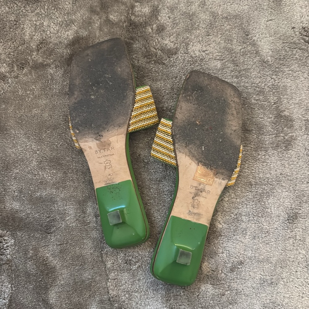 By far green leather mules with bead detail size 40 - Picture 2 of 4